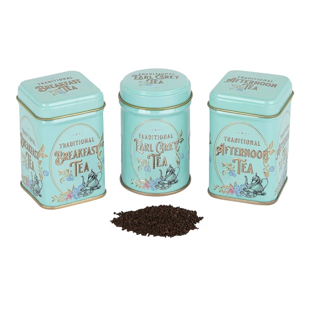 Vintage Victorian 3 Mini Tea Tin Gift Pack with Assorted Loose Leaf English Tea